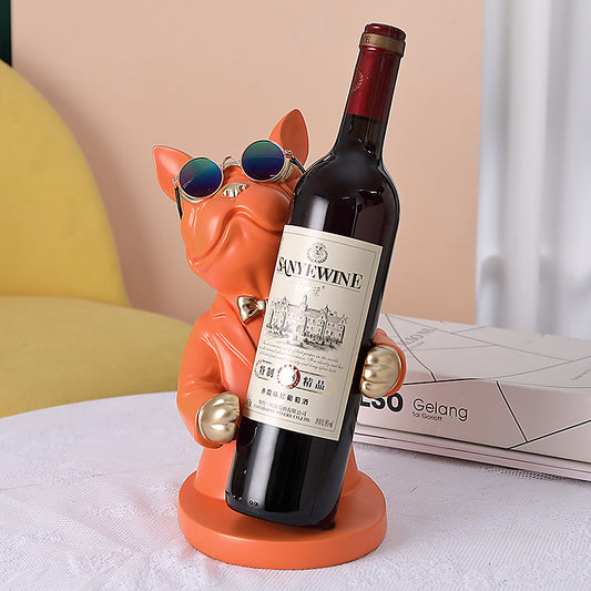 Dog Sculpture Statue Wine Cabinet Display Animal Wine Rack