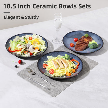 Food Plate Set Of 6 For Cereal, Salad, Pasta, Soup, Dessert, Serving Dishwasher, Microwave And Oven