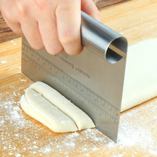 Stainless Steel Pastry Spatulas Cutter With Scale Pizza Dough Scraper