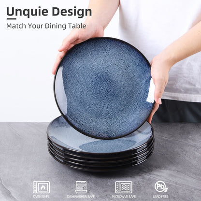 Food Plate Set Of 6 For Cereal, Salad, Pasta, Soup, Dessert, Serving Dishwasher, Microwave And Oven