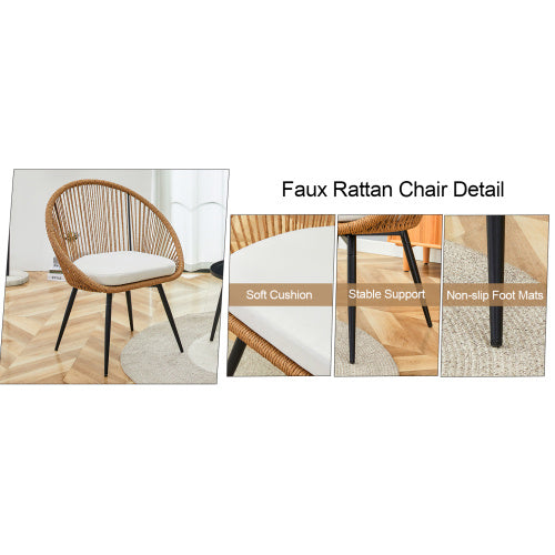 Modern 3 Piece Set17.7 Anti Spill Round Coffee Table   2 Rattan Swivel Chairs  Outdoor Patio Furniture For Tea Time.Suitable For Various Outdoor Venues.3 Piece Set Packaged As A Single Package