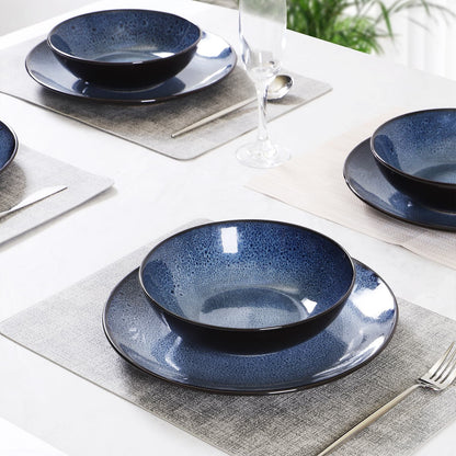 Food Plate Set Of 6 For Cereal, Salad, Pasta, Soup, Dessert, Serving Dishwasher, Microwave And Oven