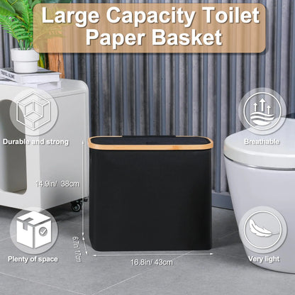 Toilet Paper Basket 28L Toilet Paper Storage with Lid for Bathroom Free Standing Holder Organizer Holds Up to 9-12 Rolls