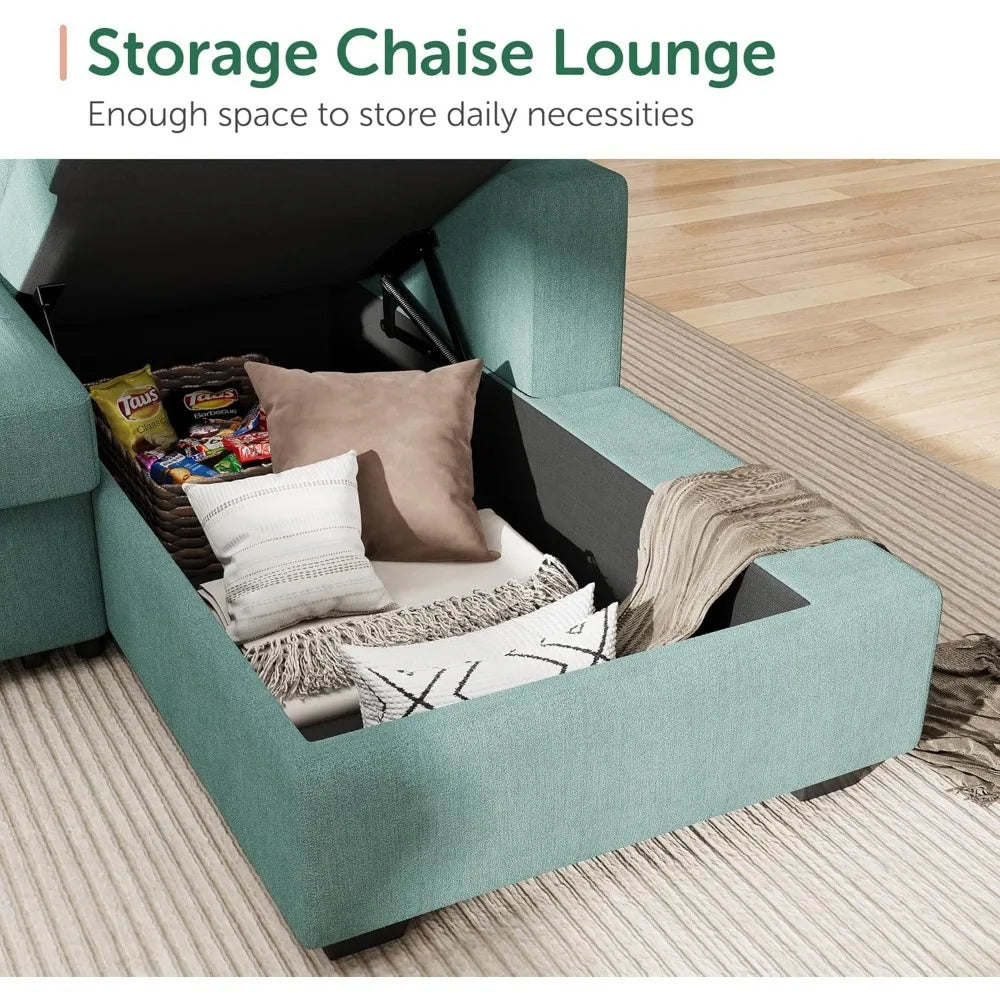 Sectional Sleeper Sofa Bed, Sleeper Couch with Pullout Bed, Sleeper Sectional Couch with Storage Chaise for Living Room