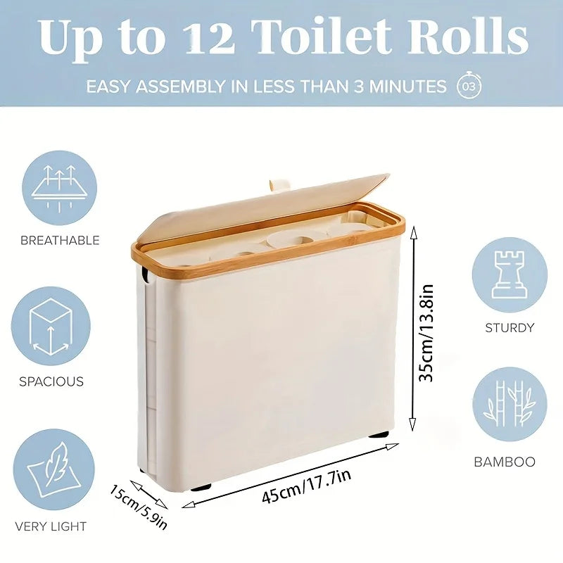 Toilet Paper Basket 28L Toilet Paper Storage with Lid for Bathroom Free Standing Holder Organizer Holds Up to 9-12 Rolls