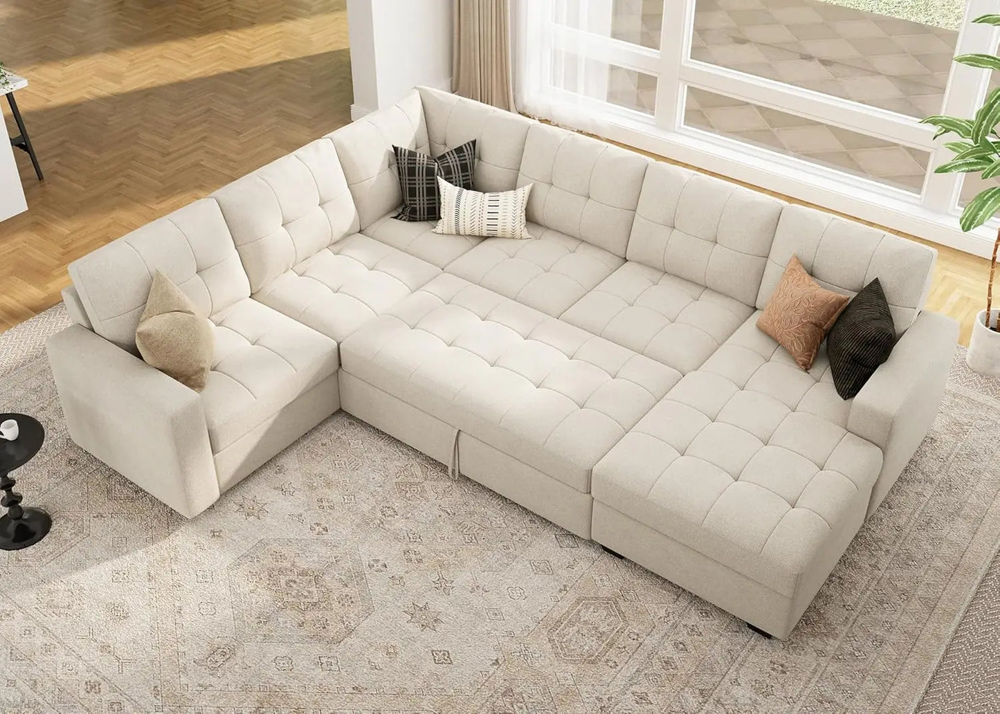 Sectional Sleeper Sofa Bed, Sleeper Couch with Pullout Bed, Sleeper Sectional Couch with Storage Chaise for Living Room