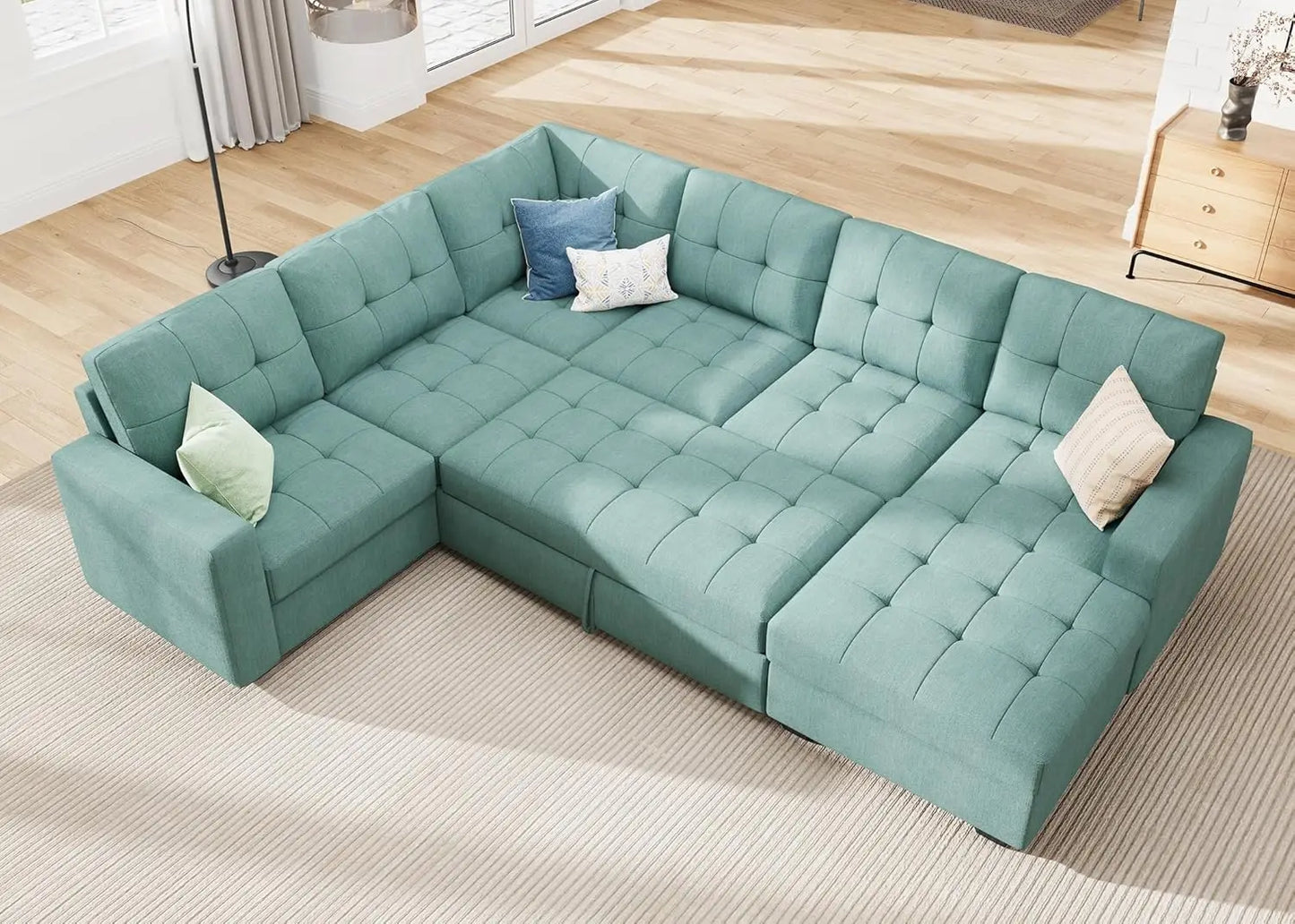 Sectional Sleeper Sofa Bed, Sleeper Couch with Pullout Bed, Sleeper Sectional Couch with Storage Chaise for Living Room