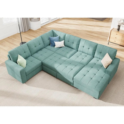 Sectional Sleeper Sofa Bed, Sleeper Couch with Pullout Bed, Sleeper Sectional Couch with Storage Chaise for Living Room