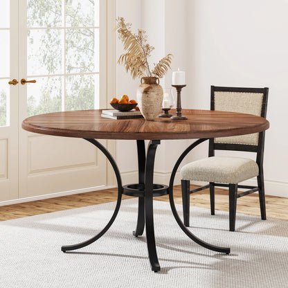 Tribesigns 47" Round Dining Table for 4 People, Farmhouse Kitchen Table with Wooden Texture Surface & Pedestal Base, Round Table