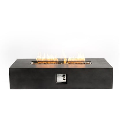 50000 BTU Large Rectangular Stone Gas Fire Pit With Lava Canopy