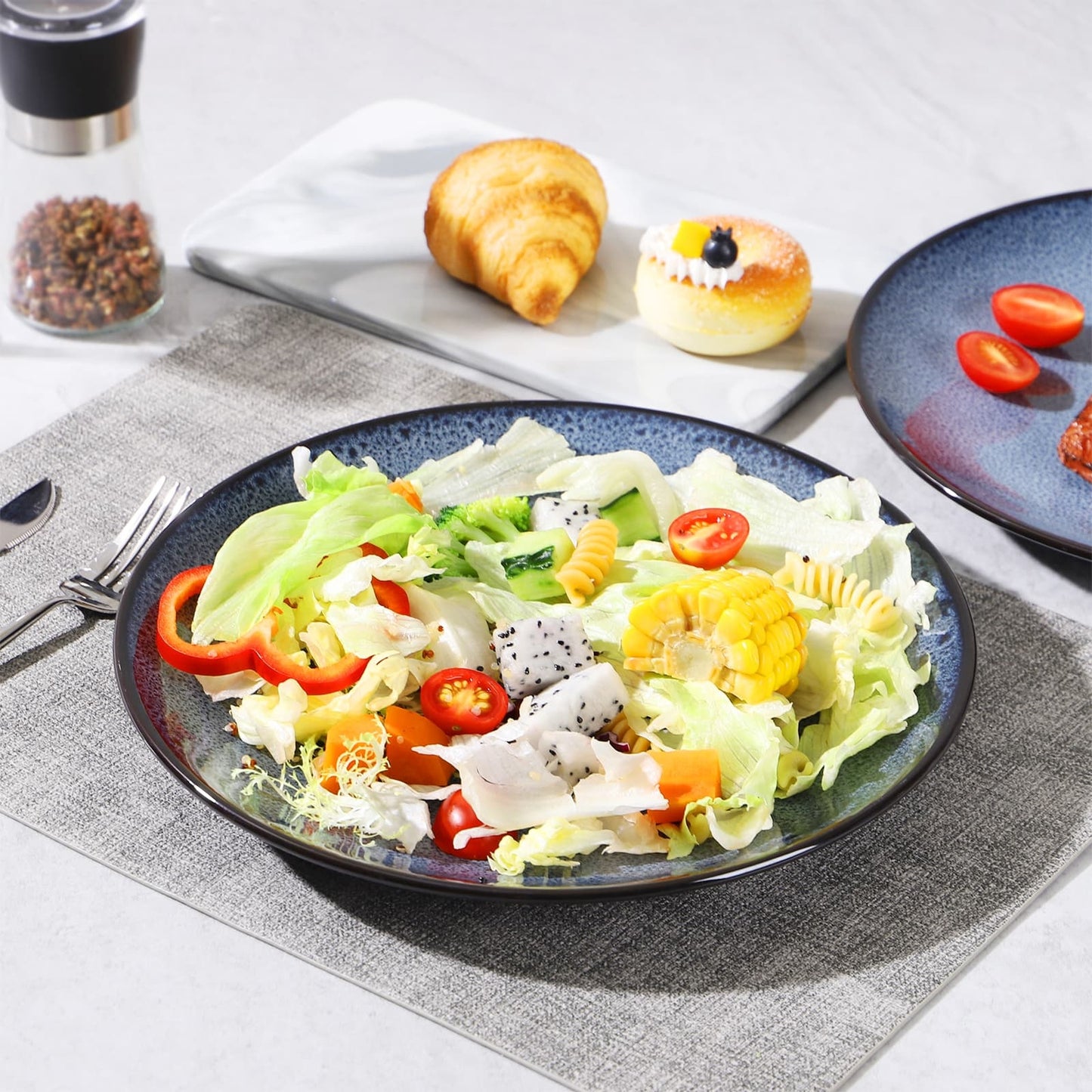 Food Plate Set Of 6 For Cereal, Salad, Pasta, Soup, Dessert, Serving Dishwasher, Microwave And Oven